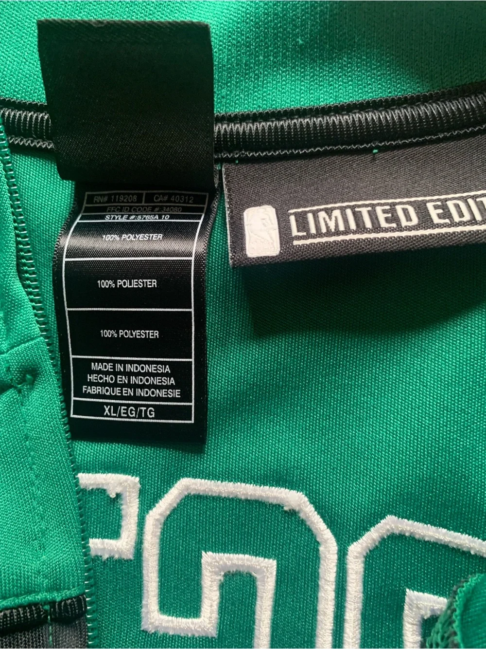 Vintage 2010 adidas XL Limited Edition Celtics Green and Black Track Jacket